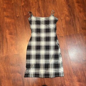 size XS white and black plaid shein bodycon mini dress